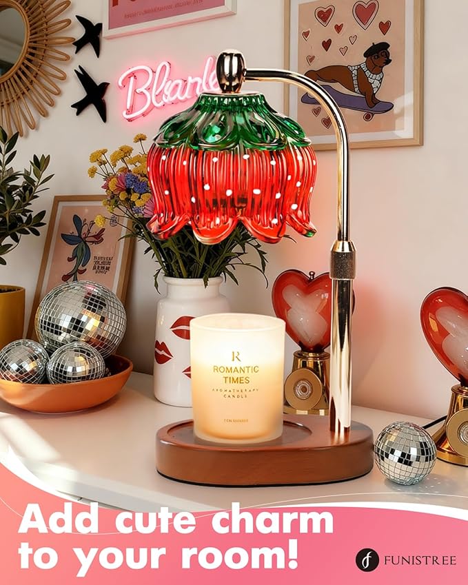 Strawberry Candle Warmer Lamp with Timer & Dimmable Brightness, House Warming Gift New Home, Candle Warming Gifts for Christmas, Birthday Gifts for Women Mom, Flameless Wax Melt Warmer for Jar Candles