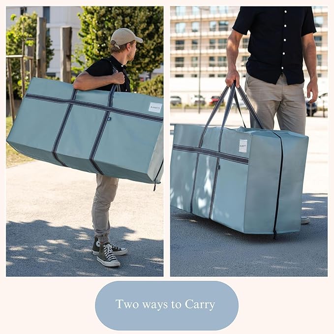 VENO 4 Pack Oversize Moving Bags for College, Heavy-Duty Storage Totes, Moving Boxes and Wardrobe Packing Supplies Alternative - Durable Laundry Bags for Clothes (Light Blue Matte, 4 Pack)