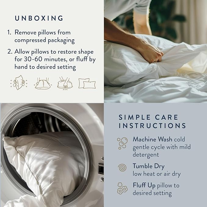 Digital Decor 100% Cotton Luxury Hotel Pillows King Size Set of 2, Cooling Down Alternative Bed Pillows for Sleeping, Hypoallergenic Soft Supportive Pillows for Side & Back, Made in USA, 36" x 20"
