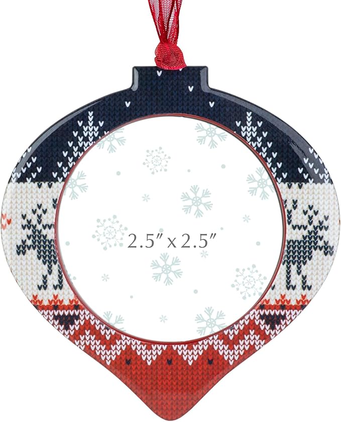 GUOER 3PCS Christmas Tree Snowflake Picture Frame Ornaments Set Holiday Keepsake Gift Home Decor Christmas Decorations Xmas Gifts Pendant with 2.5” Photo Frame Insert (Colorful)
