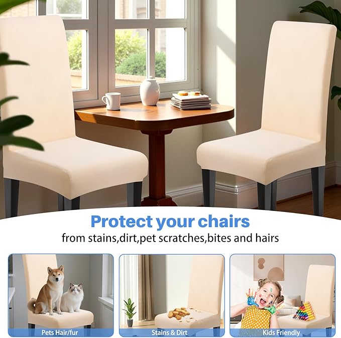 Dioxide High Stretch Chair Covers for Dining Chairs, Removable Washable Dining Chair Covers Set of 8, Soft Seat Covers Chairs Protectors for Home Kitchen Party Hotel Restaurant Banquet