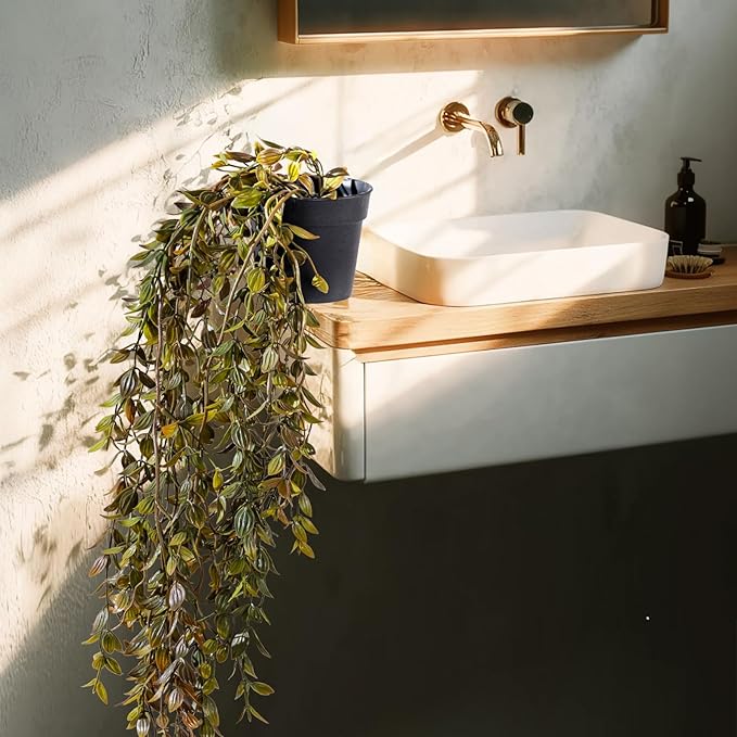 Artificial Hanging Plant 2 Pcs Faux Plant Ivy Vine Faux Eucalyptus Vines Fake Potted Greenery for Wall Living Room Home Shelf Office Bathroom Outdoor Indoor Decor (Type 3)