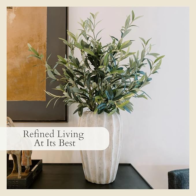 CG Hunter Faux Olive Arrangement, Premium Handmade Artificial Indoor Display Stands 30”, Beautiful Sculptural Olive Arrangement That Lasts Forever, Artisan Vase