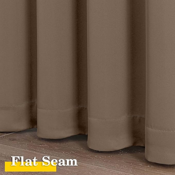 Brown Room Darkening Curtains for Bedroom Living Room 45 Inch Length 2 Panels Set, Soft Solid Thermal Insulated Rod Pocket Short Curtains Drapes, Brown, 2PCS Each 40" Wx45 L