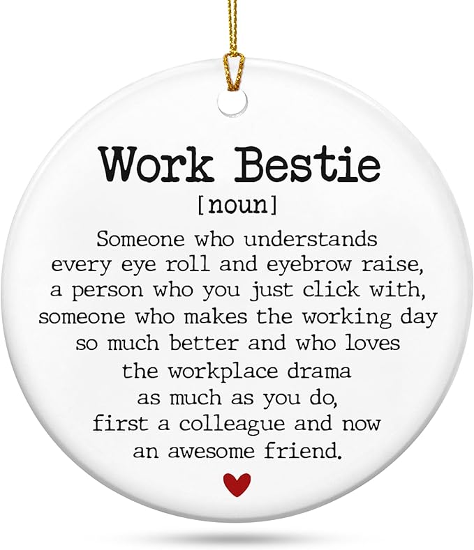 Christmas Work Bestie Gifts for Women Friends - Ceramic Christmas Ornaments 2025 for Xmas Decorations - Inspirational Friend Gifts for Coworkers, Friend Gift, Coworker Gift Ideas