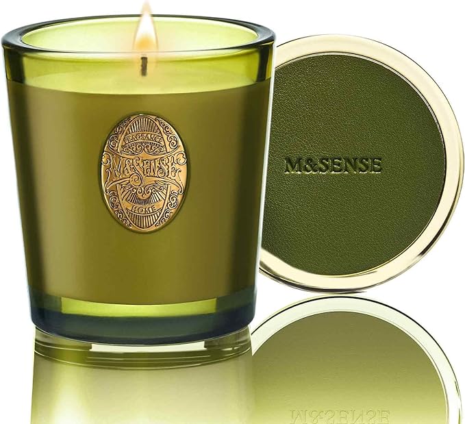 M&SENSE Natural Soy Candle | Forest Cabin & Green | 9.2 oz, 50H Burn Time | Luxury Scented Candle for Relaxation, Gifting, Home Décor | Ideal for Bedroom, Office, Party Ambiance