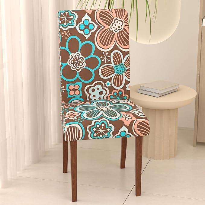 Stretch Dining Chair Covers Set of 4,Floral Print Chair Covers,Soft Removable Washable,Pet Friendly Furniture Protector,Universal Chair Slipcovers for Home, Kitchen,Ceremony Dining Room Seat