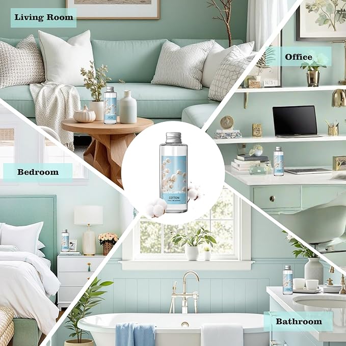 SCENTORINI Reed Diffuser Oil Refill, Cotton Diffuser Oil 6.76 Fl Oz, Natural Scented Essential Oil Refill Long Lasting Home Fragrance for Room Spa Aromatherapy Bathroom Home Decor