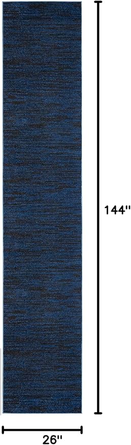 Nourison Home Essentials Indoor/Outdoor Midnight Blue 2'2" x 12' Area Rug, Easy Cleaning, Non Shedding, Bed Room, Living Room, Dining Room, Backyard, Deck, Patio (2x12)
