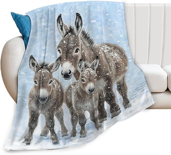 Tijuboni Donkey Throw Blanket Donkey Gifts for Girls Boys Women Men Kids Adults Soft Flannel Fleece Blanket for Couch Sofa Bed Home Decor 40"x50"