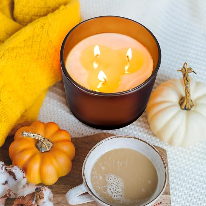 18 OZ Thick Candle Jars for Making Candles 6 Pcs, Empty Jars with Wood Lids for Candle Making, Sample Container, Frosted Brown