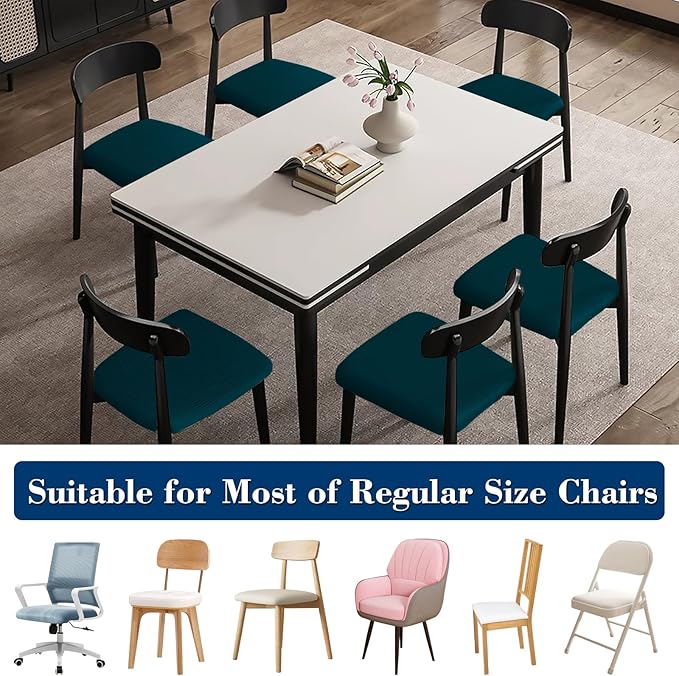 Dining Chair Seat Covers, Washable Dining Room Chair Seat Covers Set of 6, Removable Kitchen Seat Covers Chair Covers for Dining Chairs