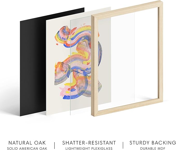 HAUS AND HUES Colorful Abstract Wall Art - Minimalist Retro Picture for Living Room Decor, Red and Pink Modern Wall Art Painting (Abstract Watercolor Swirls, Beige Frame, 11x14)