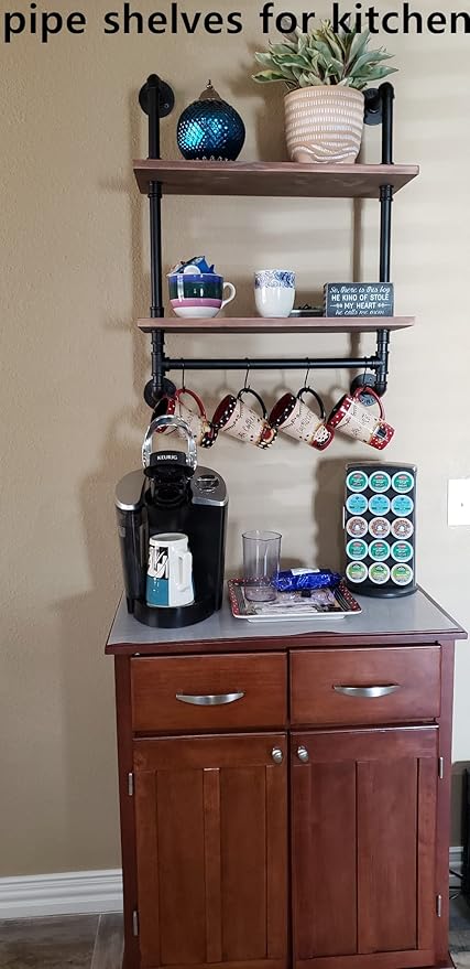 ROGMARS Industrial Pipe Shelf Floating Shelves Bathroom Pipe Shelving Farmhouse Bathroom Shelves with Towel Bar Towel Rack Over Toilet Industrial Shelf Rustic Wall Wood Shelves 19.7 Inch