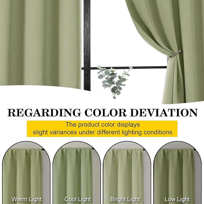Extra Long Sage Green Blackout Curtains for Bedroom Living Room 120 Inches Long 2 Panels, Soft Solid Room Darkening Thermal Insulated Window Treatments, Rod Pocket Curtain, 50" Wx120 L
