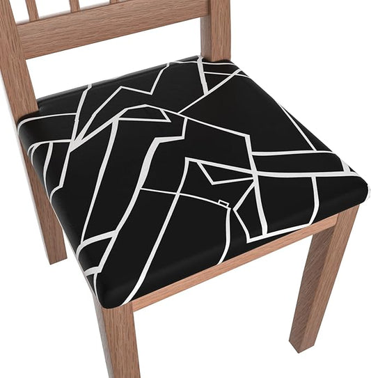 Stretch Dining Chair Seat Covers Set of 6,Dining Chair Slipcovers, Floral Printed Chair Covers,Soft Fabric Washable Upholstered Chair Seat Protector, No Rear Covers for Home Kitchen Dining Room