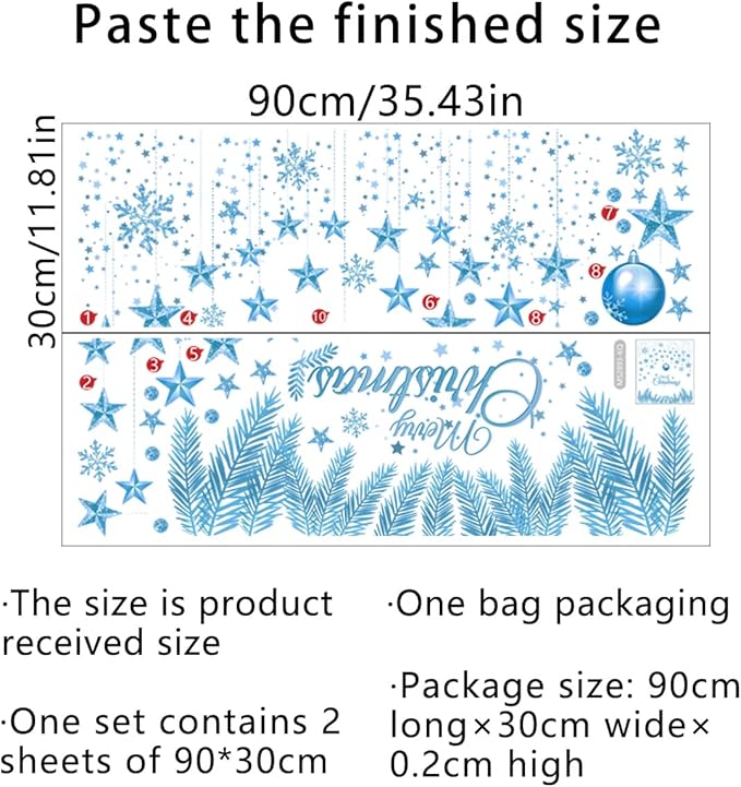 Christmas Window Clings Double Side Star Light Ball Window Sticker for Xmas Party Supplies Home Merry Christmas Decor