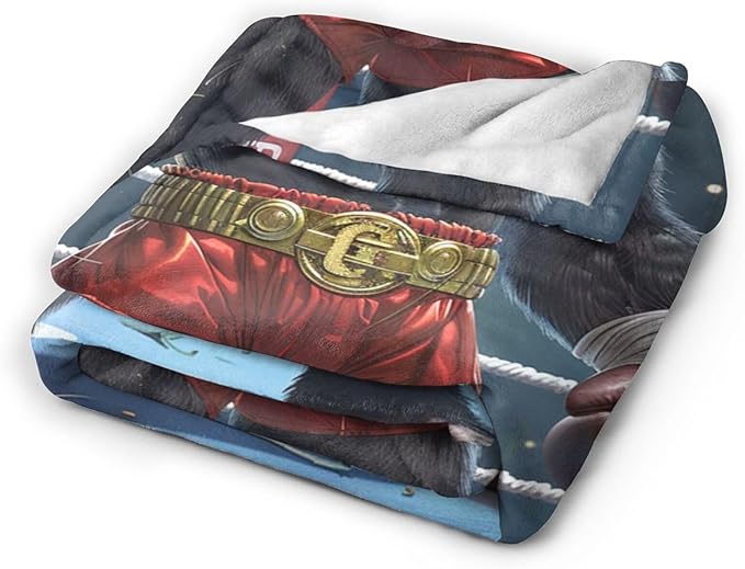 Tijuboni Gorilla Boxing Throw Blanket Funny Boxing Gifts for Men Women Boys Girls Kids Adults Soft Flannel Fleece Blanket for Couch Sofa Bed Home Decor 60"x80"
