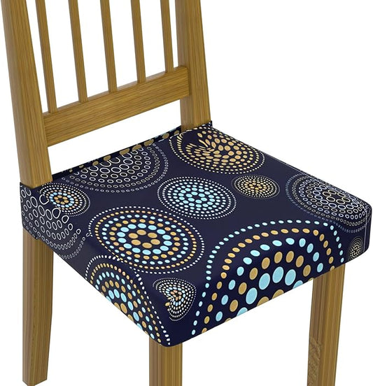 Stretch Dining Chair Seat Covers Set of 6,Dining Chair Slipcovers, Floral Printed Chair Covers,Soft Fabric Washable Upholstered Chair Seat Protector, No Rear Covers for Home Kitchen Dining Room