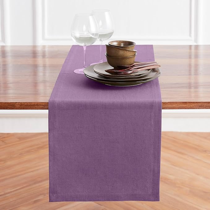 Solino Home Linen Table Runner 60 Inches - 100% Pure Linen Mulberry Table Runner 14 x 60 Inch Ideal for Dresser and Coffee Tables, Valentines, Spring, Easter - Diana Medium Weight