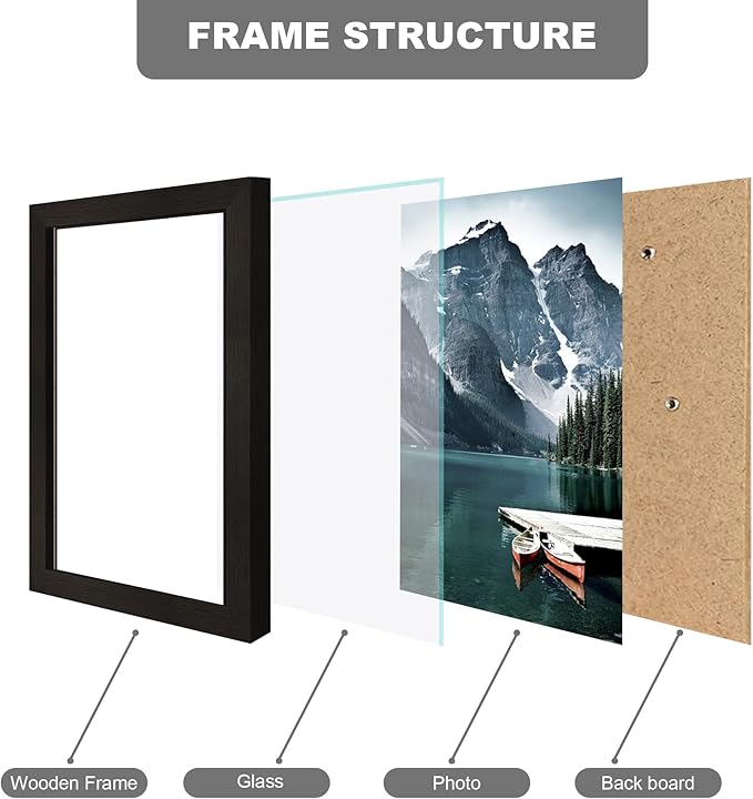 5.5x8.5 diploma Frame - Made of Real Glass and Black Wooden Frame, 5.5 by 8.5 Photo for Wall or Tabletop Display, 3 Pack