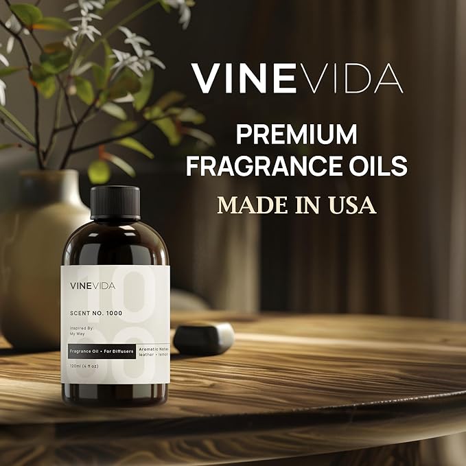 VINEVIDA [128 Fl Oz] Scent NO. 1000 Inspired by My Way Fragrance Oil For Cold Air Diffuser, Aromatic Notes of Leather Lemon Sandalwood, Essential Oil for Diffuser Oil Refill & Air Freshener Room Spray