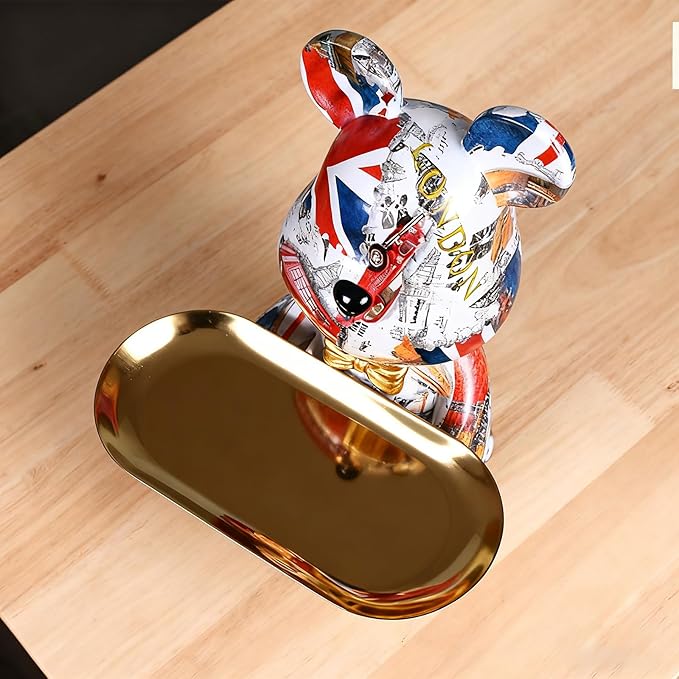 Bear Statue Resin Tray Sculpture for Home and Office Decor, Suitable for Bedroom, Living Room, Office on Table, Desktop, Shelves and Cabinet (London)