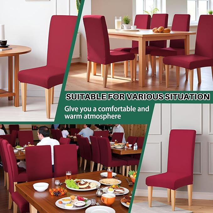 Dioxide High Stretch Chair Covers for Dining Chairs, Washable Dining Chair Covers Set of 4, Soft Dining Chairs Seat Covers, Parsons Chair Slipcover Protectors for Home Hotel Restaurant Banquet