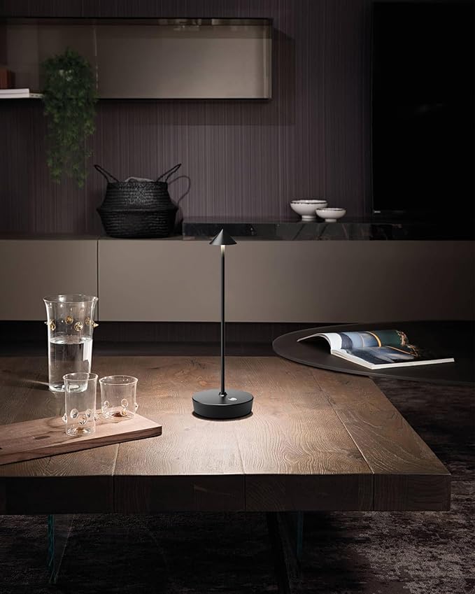 Cordless Table Lamps Rechargeable, 6000mAh Battery Operated LED Desk Lamp Outdoor Waterproof Portable Touch Dimmable Table Night Light for Patio Restaurant Dining Home Black