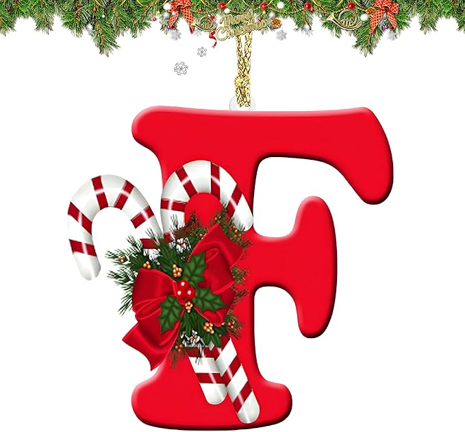 26 Letter Ornaments for Christmas Tree Decoration - Personalized Hanging Pendant Xmas Alphabet for DIY Craft Christmas Ornaments (F)