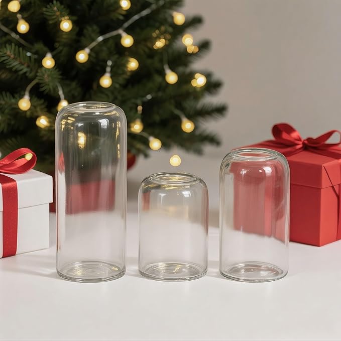 Glass Bud Vases Set of 24 Clear Flower Vase for Centerpieces Shelf, 3.9'' 4.9'' 6.7'' Modern Small Vases for Living Room Bedroom Office Home, Decor for Wedding House Warming Party