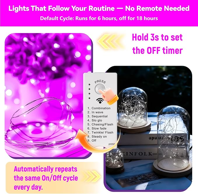 ZSJWL Rechargeable Fairy Lights with DIY Timer & 8 Modes, 16FT 50LED String Lights Battery Operated Indoor, Twinkle mini Lights for Bedroom Christmas Wedding Centerpiece Decor (Pink)