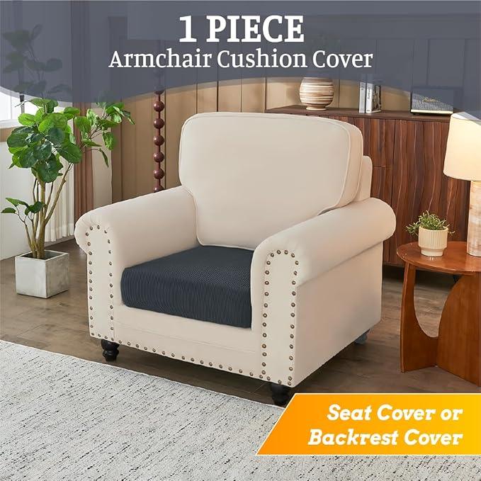 Sectional Couch Covers for Sofa Cushion L Shaped Couch Cover Washable Soft Couch Cushion Covers Stretch Sofa Slipcovers(1-Piece for Sofa Seat or Backrest, Dark Grey)