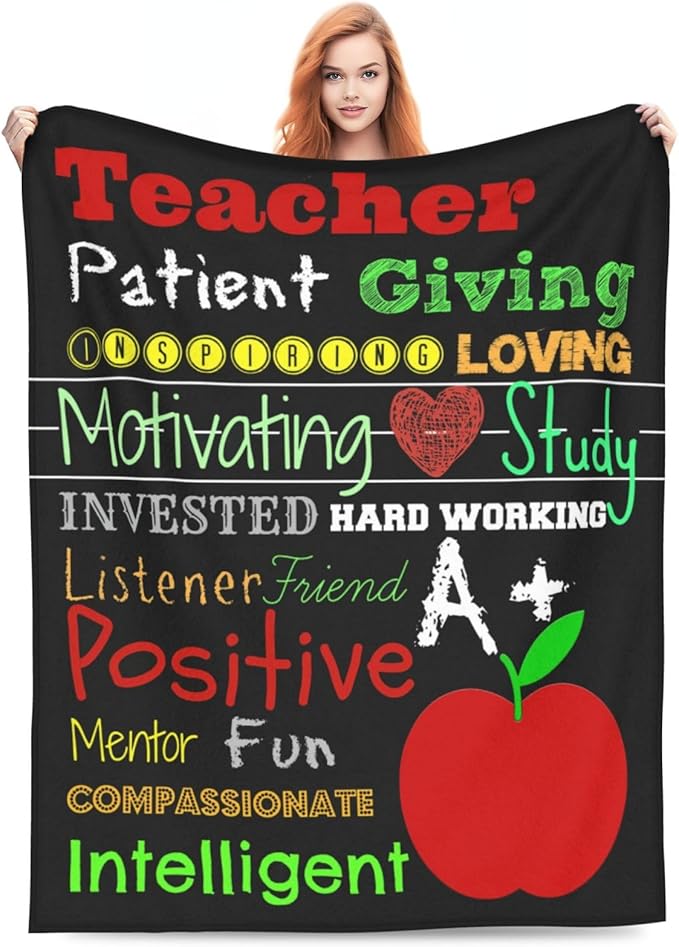 Teacher Blanket Best Teacher Decor Throw Blanket Super Soft Flannel Lightweight Fluffy Plush Cozy Fuzzy Fleece Appreciation Gifts Blanket for Woman Adults Man for Bedding Sofa 40"X50"