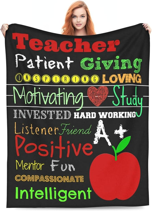 Teacher Blanket Best Teacher Decor Throw Blanket Super Soft Flannel Lightweight Fluffy Plush Cozy Fuzzy Fleece Appreciation Gifts Blanket for Woman Adults Man for Bedding Sofa 40"X50"