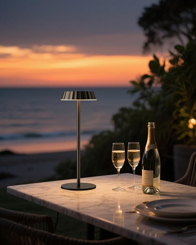 EppieBasic Cordless Table Lamp Rechargeable: 18W Fast Charging Dimmable Lamp - 5000mAh Battery Operated Portable Metal Table Light for Restaurant Patio Outdoor