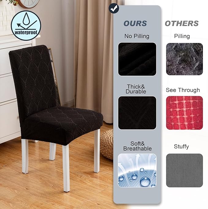 Waterproof Dining Chair Covers, Chair Covers for Dining Room, Stretch Parsons Chair Slipcover, Removable, Washable for Dining Room Kitchen Chair Protector Cover