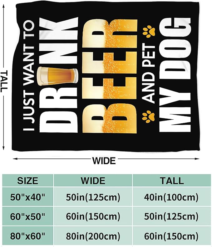 Tijuboni Beer Throw Blanket Beer Gifts for Men Women Adults Soft Flannel Fleece Blanket for Couch Sofa Bed Home Decor 60"x80"