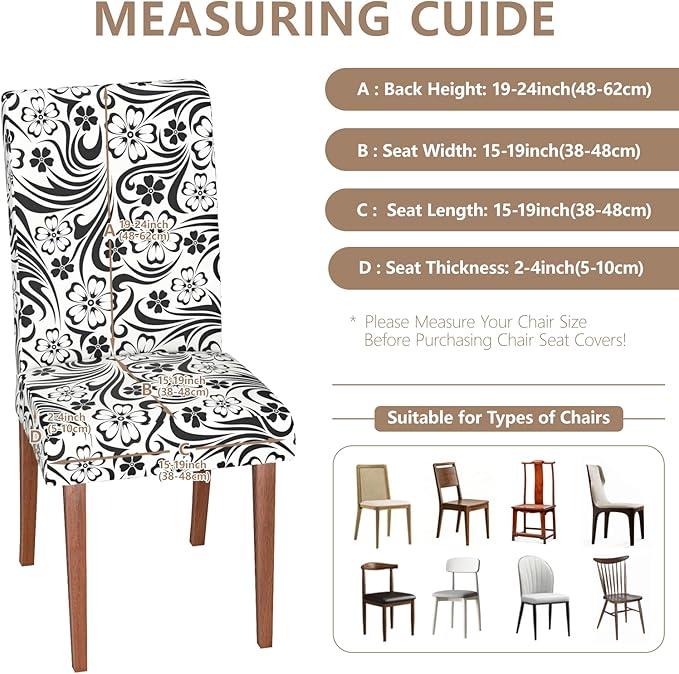 Stretch Dining Chair Covers Set of 2,Floral Print Chair Covers,Soft Removable Washable,Pet Friendly Furniture Protector,Universal Chair Slipcovers for Home, Kitchen,Ceremony Dining Room Seat
