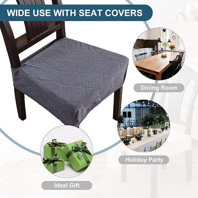 Waterproof Stretch Seat Covers,Dining Room Chair for 4 Set Removable Washable Chair Slipcover Protectors,Rear Covers,Dark Grey