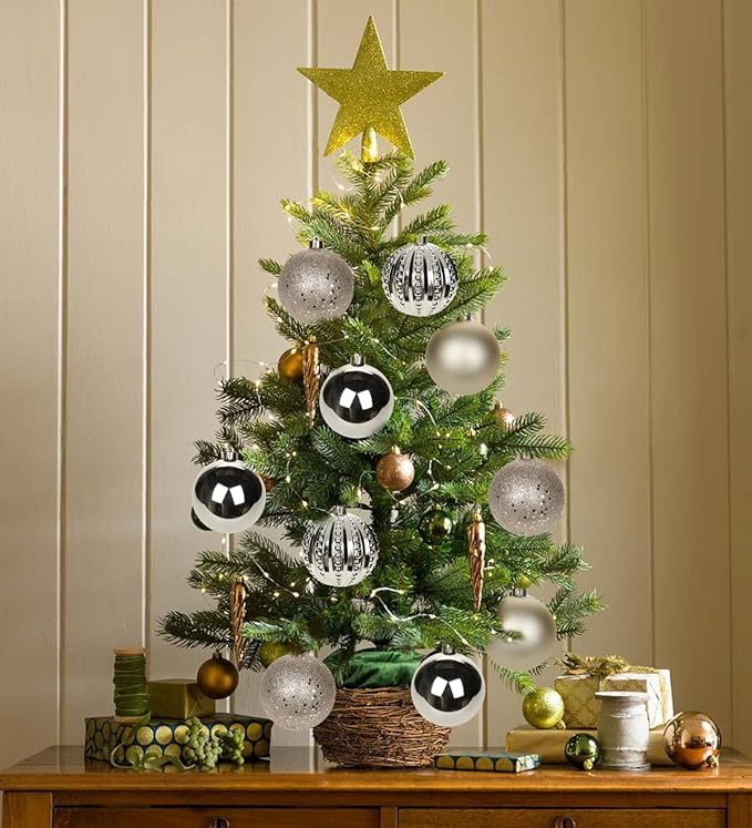 3.15" Champagne Christmas Balls Ornaments 12 Pcs Shatterproof Christmas Ornaments Set Matte Large Champagne Ornament for Xmas Tree Halloween Holiday Party