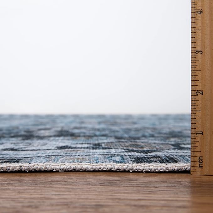 Bloom Rugs Caria Washable Non-Slip 5x7 Rug - Navy Blue Traditional Area Rug for Living Room, Bedroom, Dining Room, and Kitchen - Exact Size: 5' x 7'