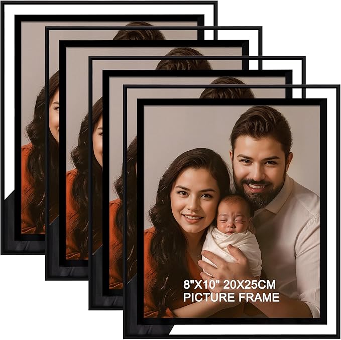 IZIDDO 8x10 Picture Frames Set of 4, Black Glass Photo Frame,for Wall Mount or Tabletop Standing,Gift Picture Frame, Horizontally or Vertically (8x10, Black)