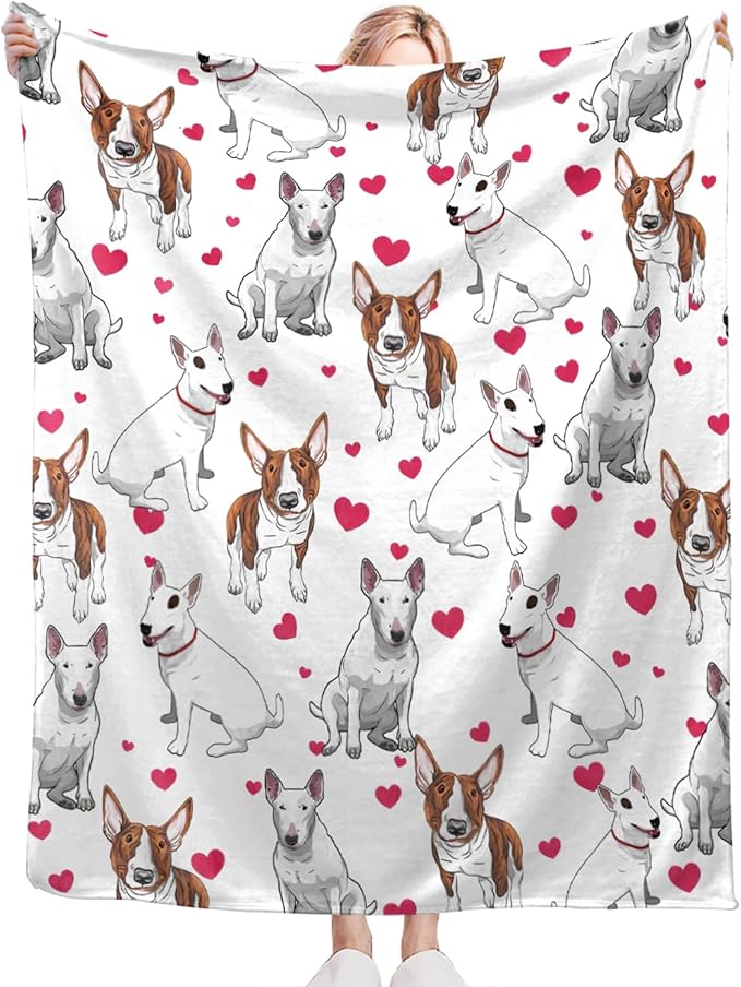 Tijuboni Bull Terrier Throw Blanket Dog Gifts for Girls Boys Women Men Kids Adults Soft Flannel Fleece Blanket for Couch Sofa Bed Home Decor 60"x80"
