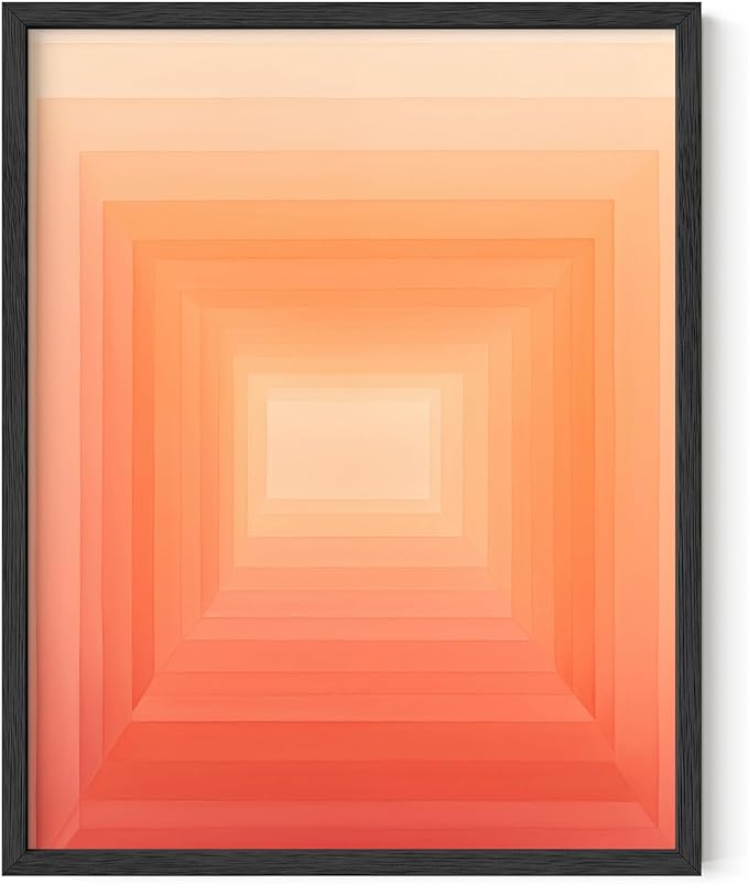 HAUS AND HUES Colorful Abstract Wall Art - Minimalist Retro Picture for Living Room Decor, Red and Pink Modern Wall Art Painting (Pink Geometric 2, Unframed, 11x14)