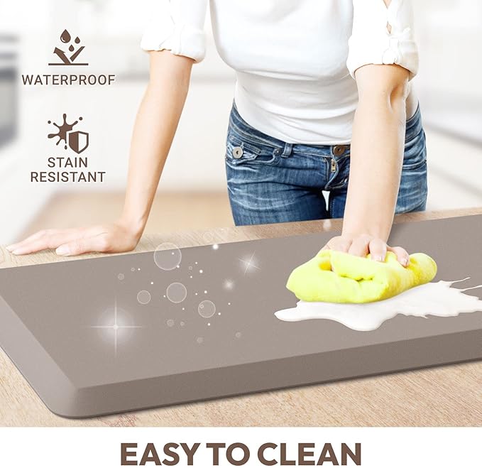 4/5 Inch Thick Kitchen Mat - Cushioned Anti Fatigue Mats for Kitchen Floor - Easy to Clean, Waterproof, Non-Slip Kitchen Rug for Sink, Office, Kitchen (20''x39'' Khaki)