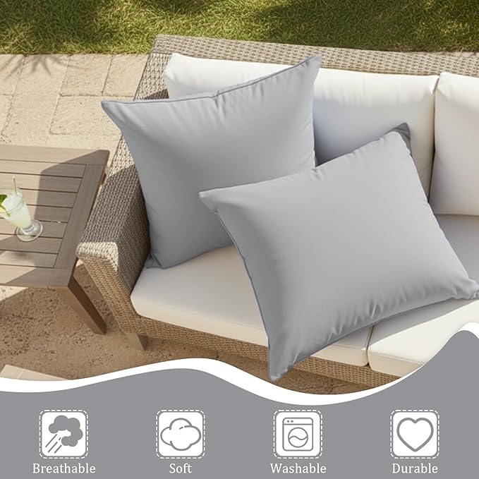 Grey Pillow Covers 18x18 Decorative Solid Throw Pillow Cover for Couch Porch Bedroom Farmhouse Living Room Decor Fall Pillow Covers Decorative Soft Cushion Covers Washable Neutral Style