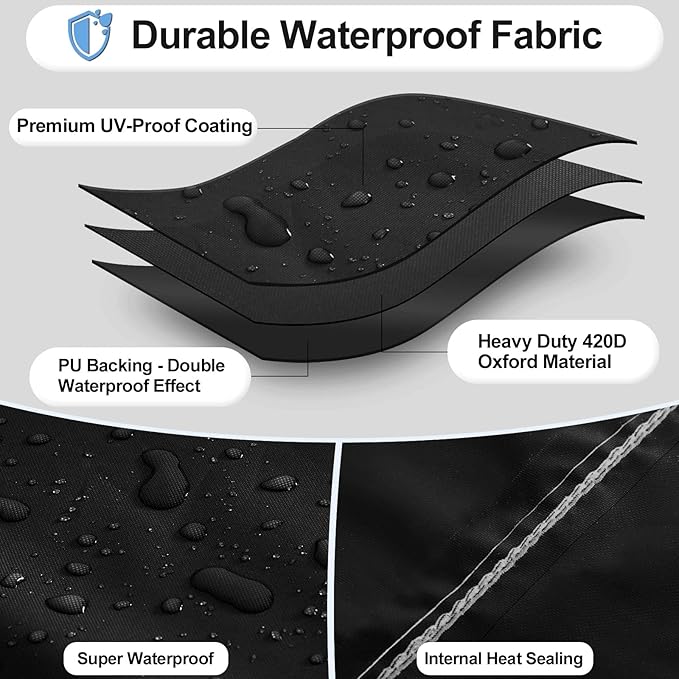 OutdoorLines Outdoor Waterproof Patio Ottoman Covers - Rectangle UV-Proof Patio Side Table Cover Windproof Heavy-Duty Furniture Covering Protector 48L x 25W x 18H Inch, Black