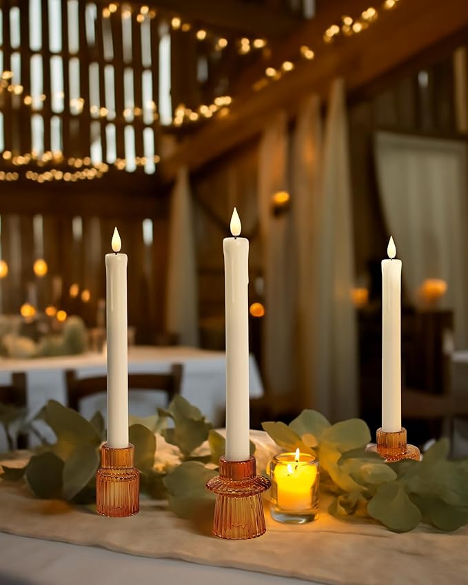 Homemory Colorful Glass Candle Holders, 6 Pcs Amber Tealight Candle Holder, Taper Glass Candlestick Holder, Votive Candle Holders for Tables Wedding Centerpieces, Shabbat, Home Decor, Christmas