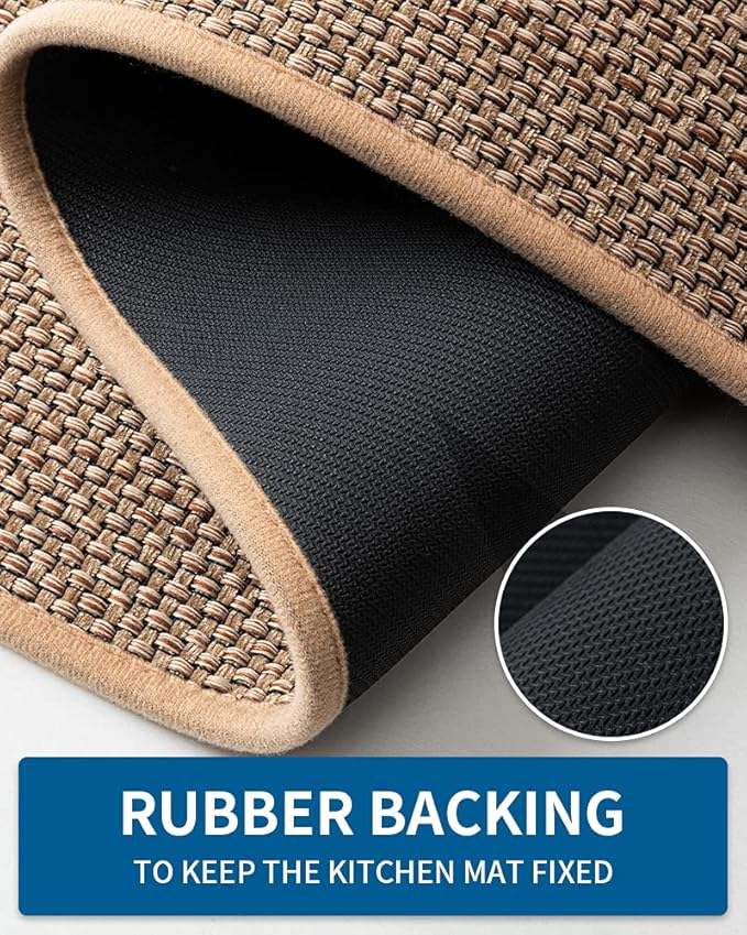 MontVoo Kitchen Rugs and Mats Non Skid Washable, Absorbent Runner Rugs for Kitchen, Front of Sink, Kitchen Mats for Floor (Beige, 16"x24")